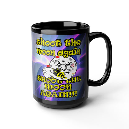 shoot the moon again - Black Mug (grey-pink wave)