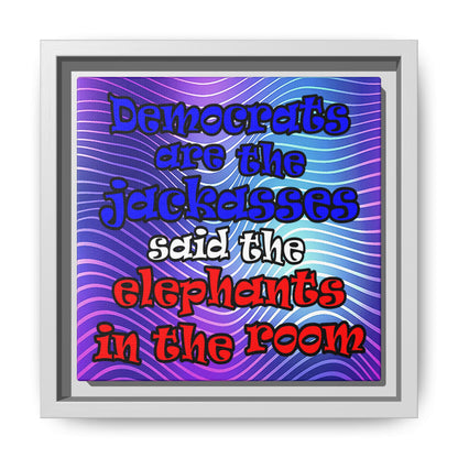 donkeys and elephants - framed canvas art (purple wave)