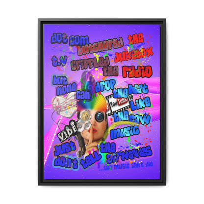 drop the beat - framed canvas art (purple-pink wave)