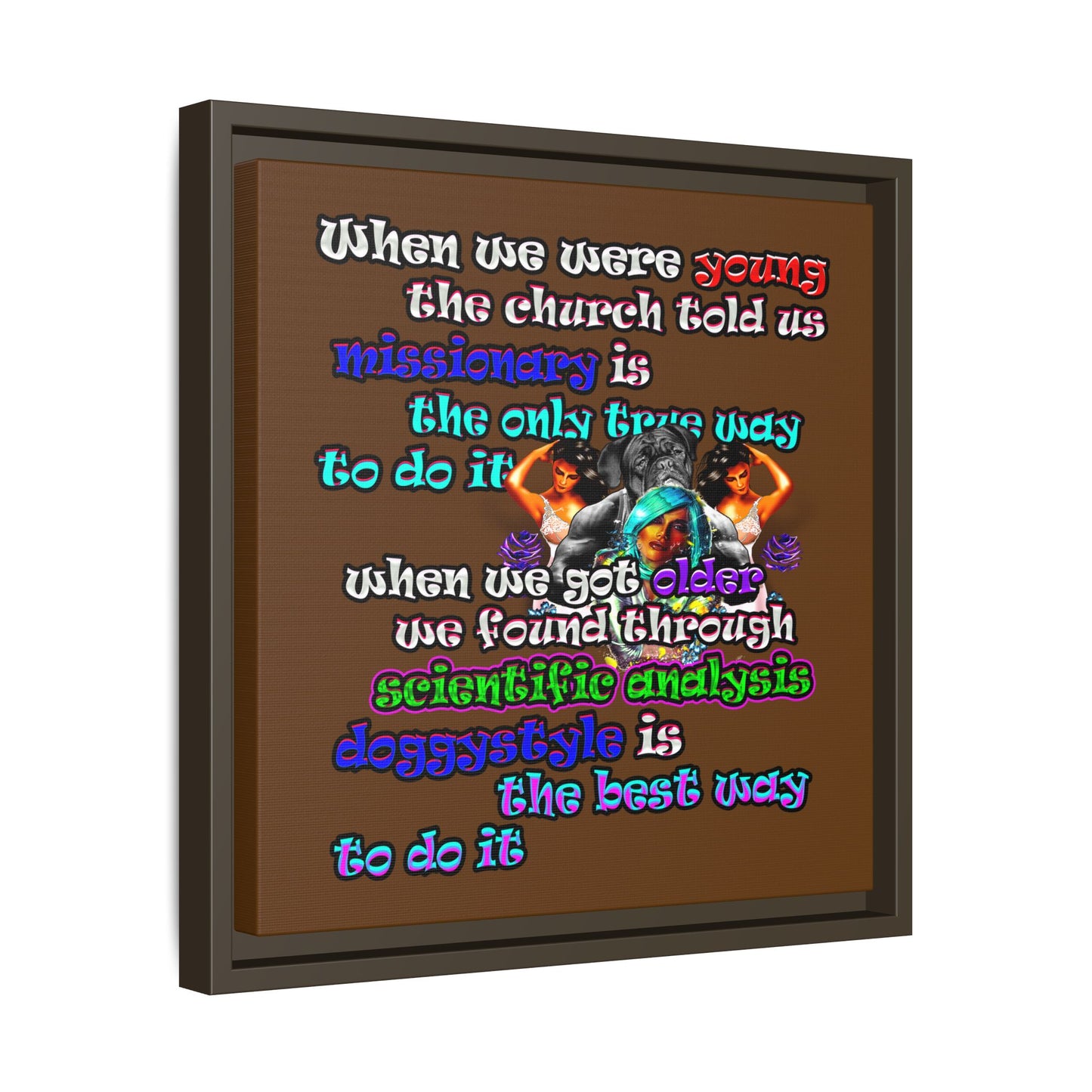 doggystyle - framed canvas art (brown)