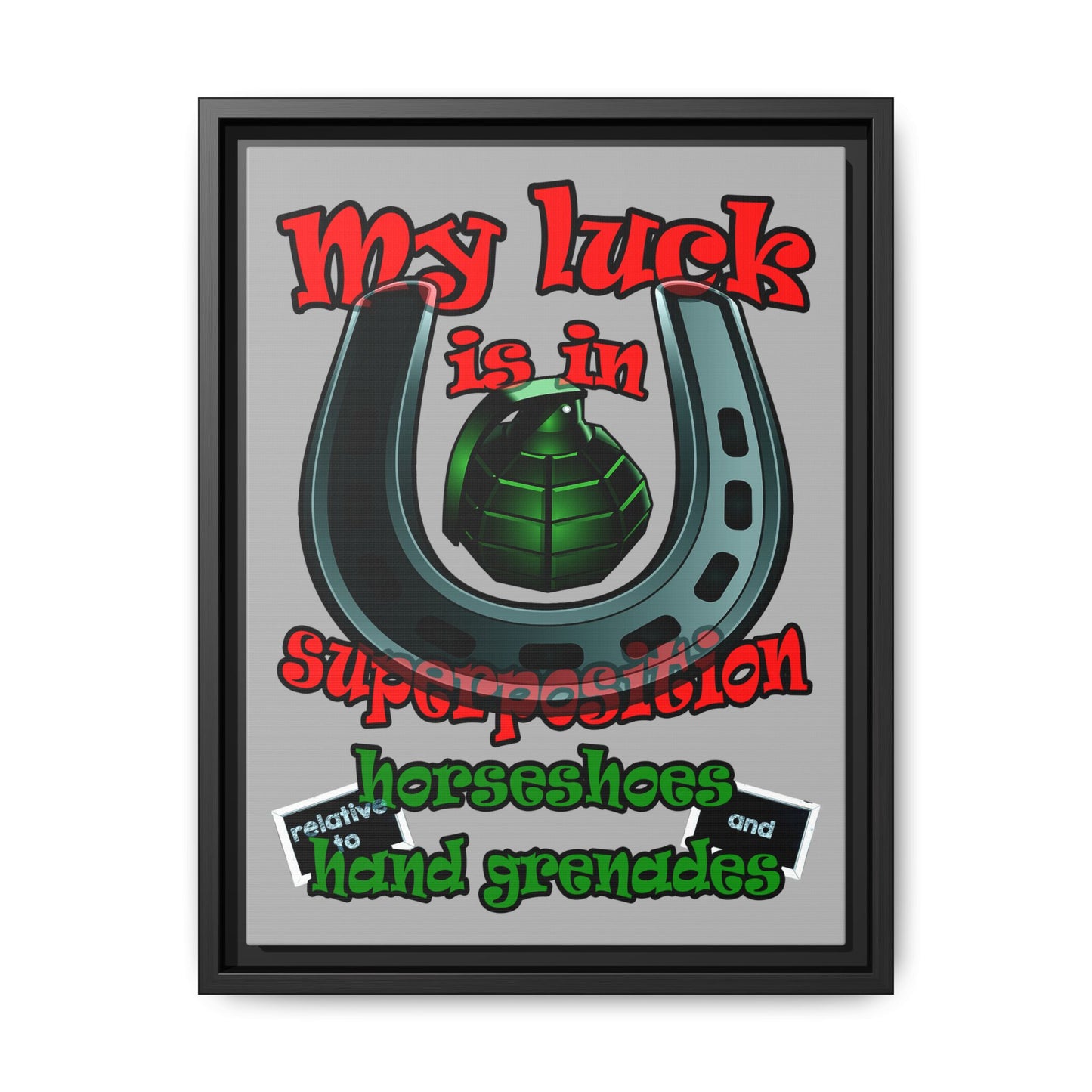 my luck - framed canvas art (light grey)