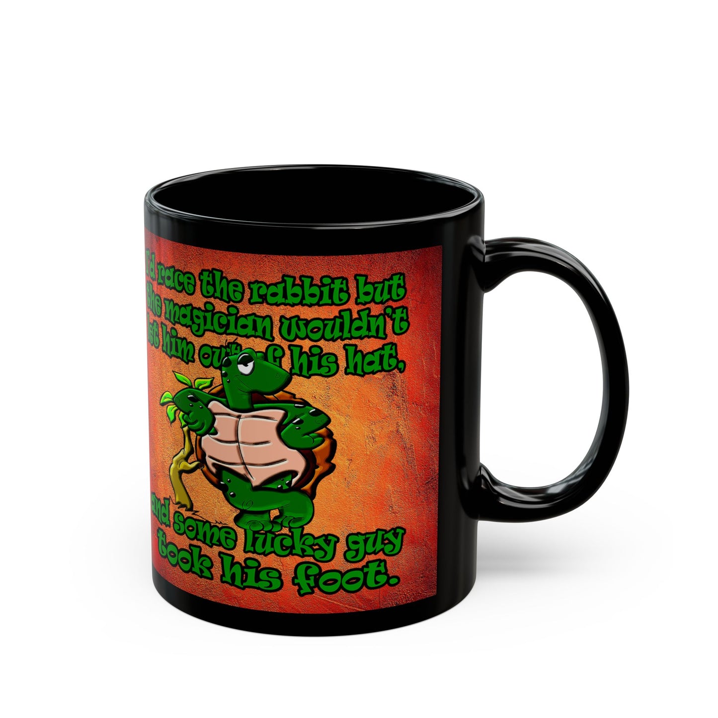 turtle race - Black Mug (burnt orange)