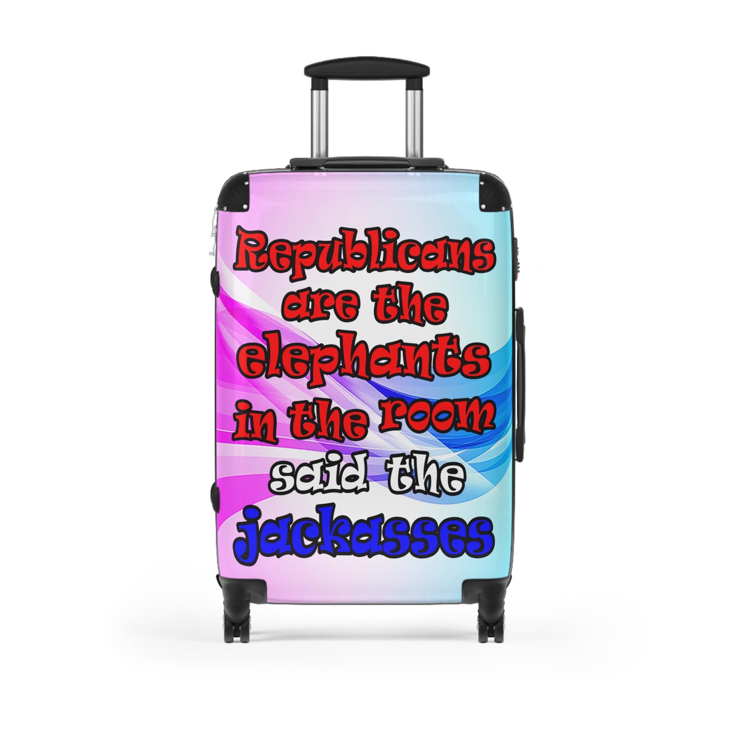 donkeys and elephants - Suitcase (light blue-pink wave)