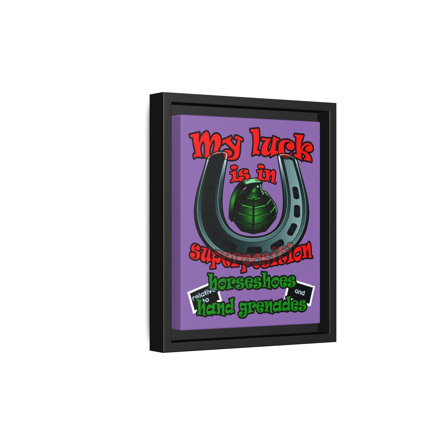 my luck - framed canvas art (light purple)