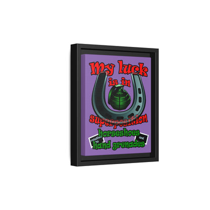 my luck - framed canvas art (light purple)