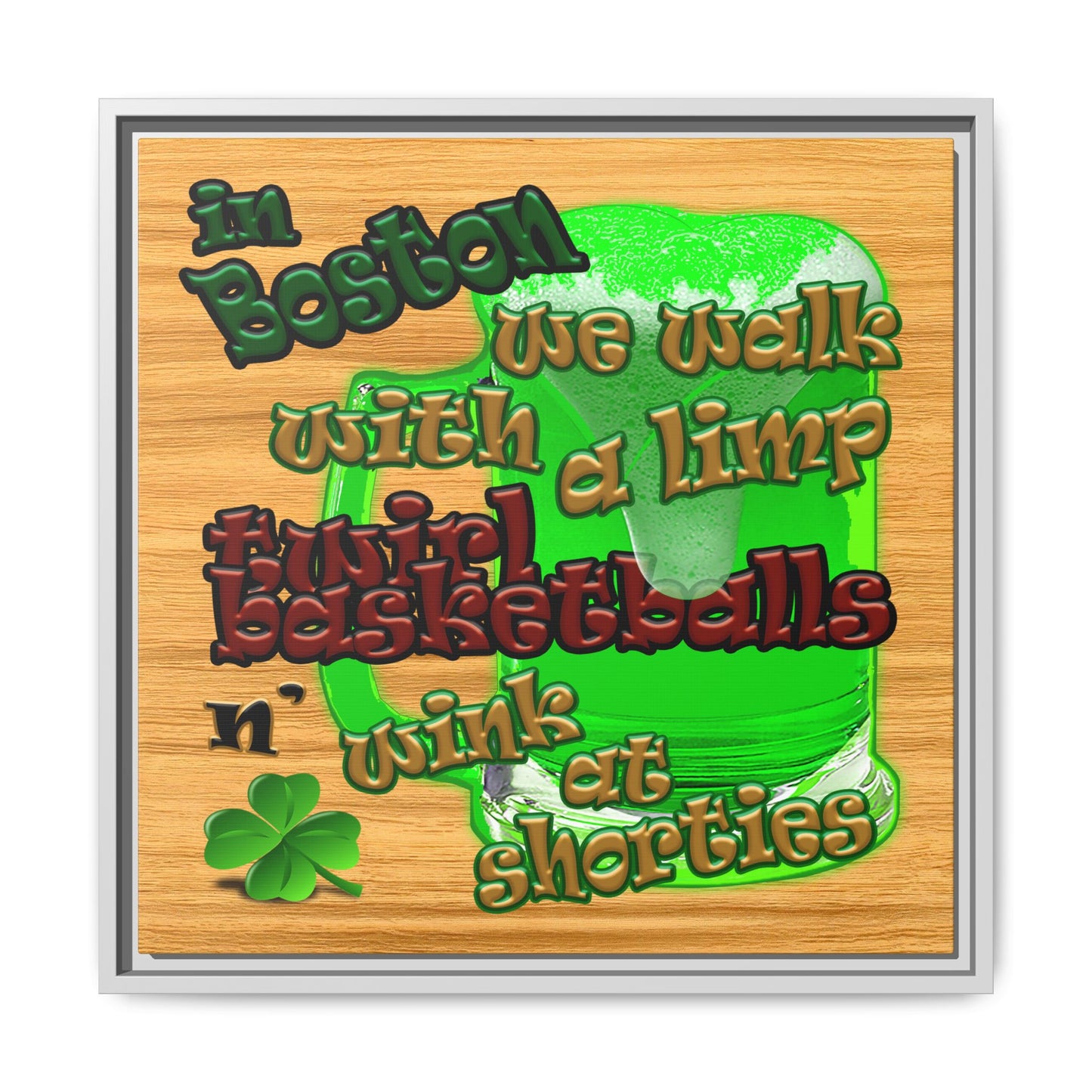 celtics logo - framed canvas art (butterscotch wood finish)