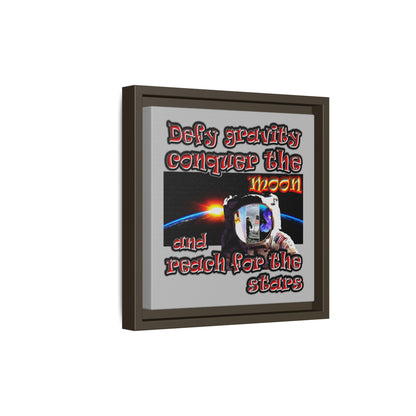 defy conquer reach - framed canvas art (light grey)