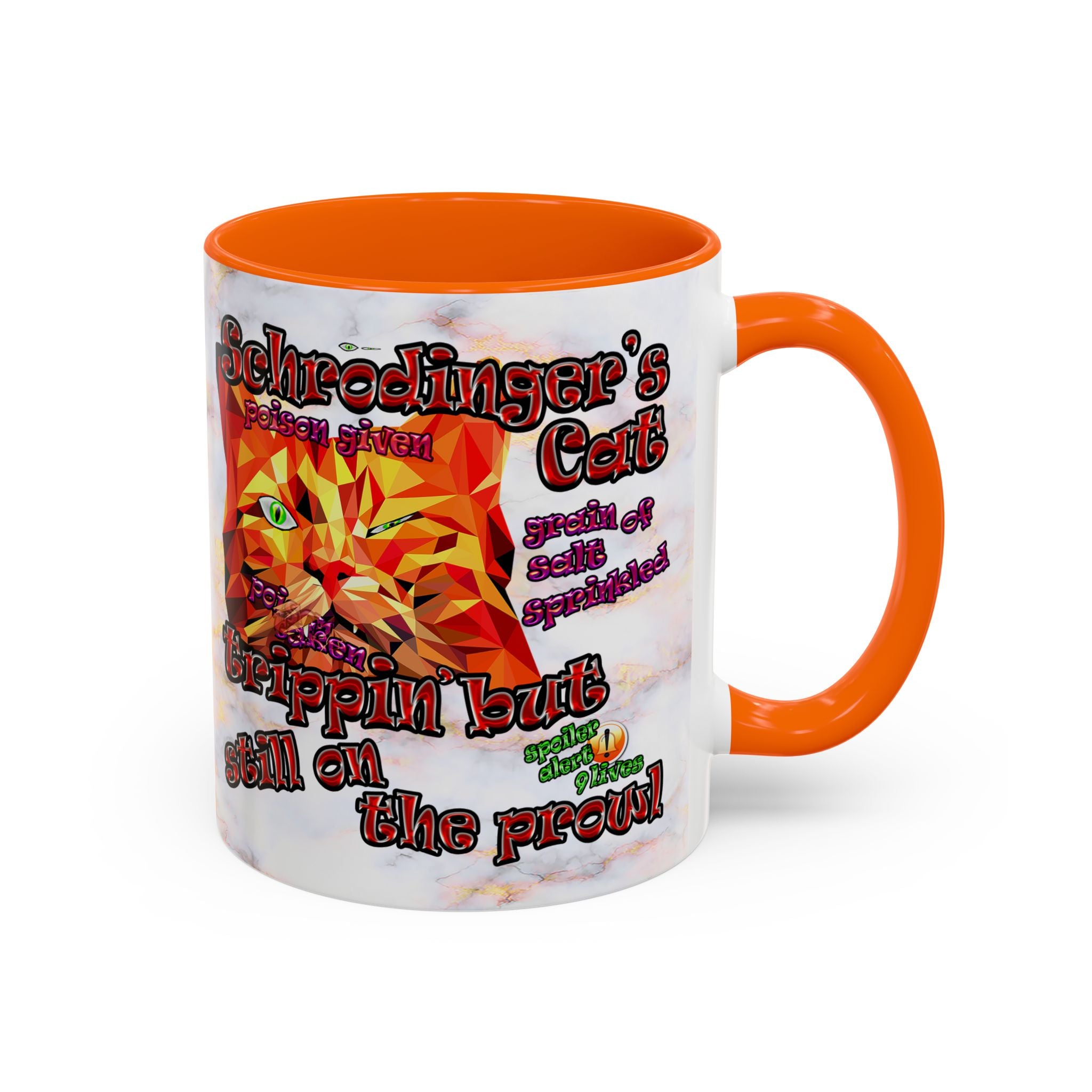 schrodinger's cat - Accent Mug (white marble)