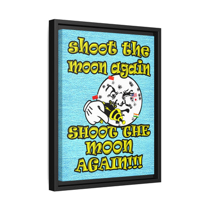 shoot the moon again - framed canvas art (faded blue)