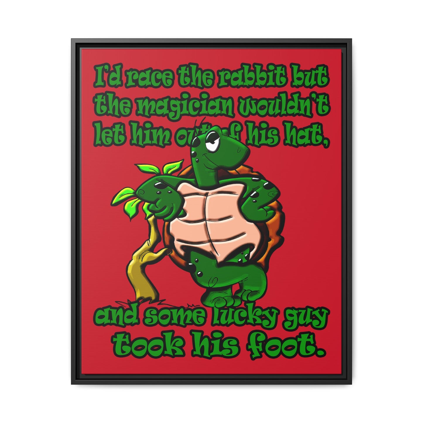 turtle race - framed canvas art (dark red)