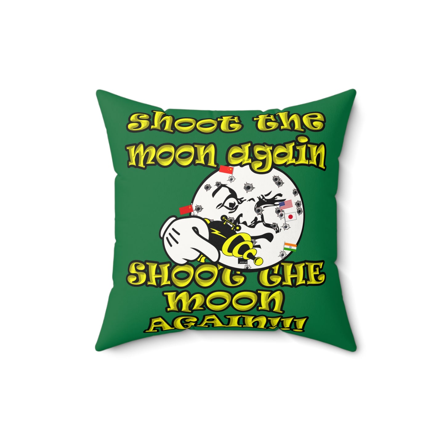 shoot the moon again - Faux Suede Square Pillow - (dark green)