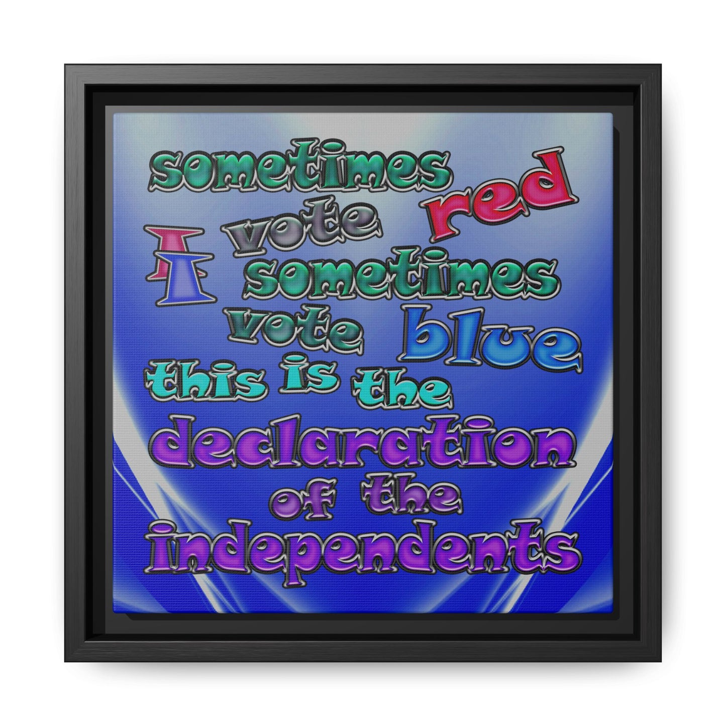 declaration of the independents - framed canvas art (blue-white wave)