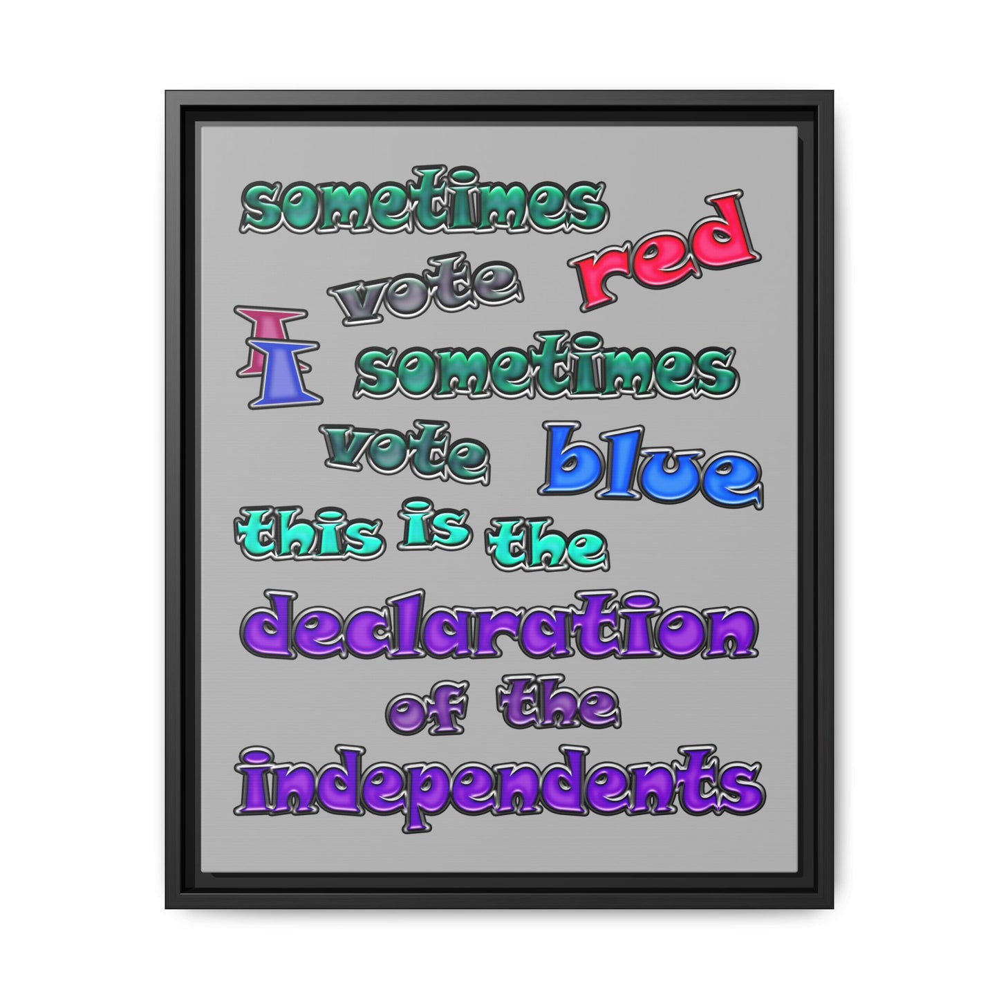 declaration of the independents - framed canvas art (light grey)