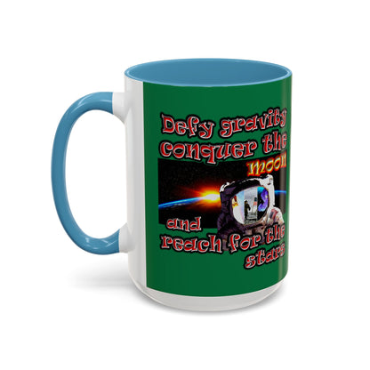 defy conquer reach - Accent Mug (dark green)