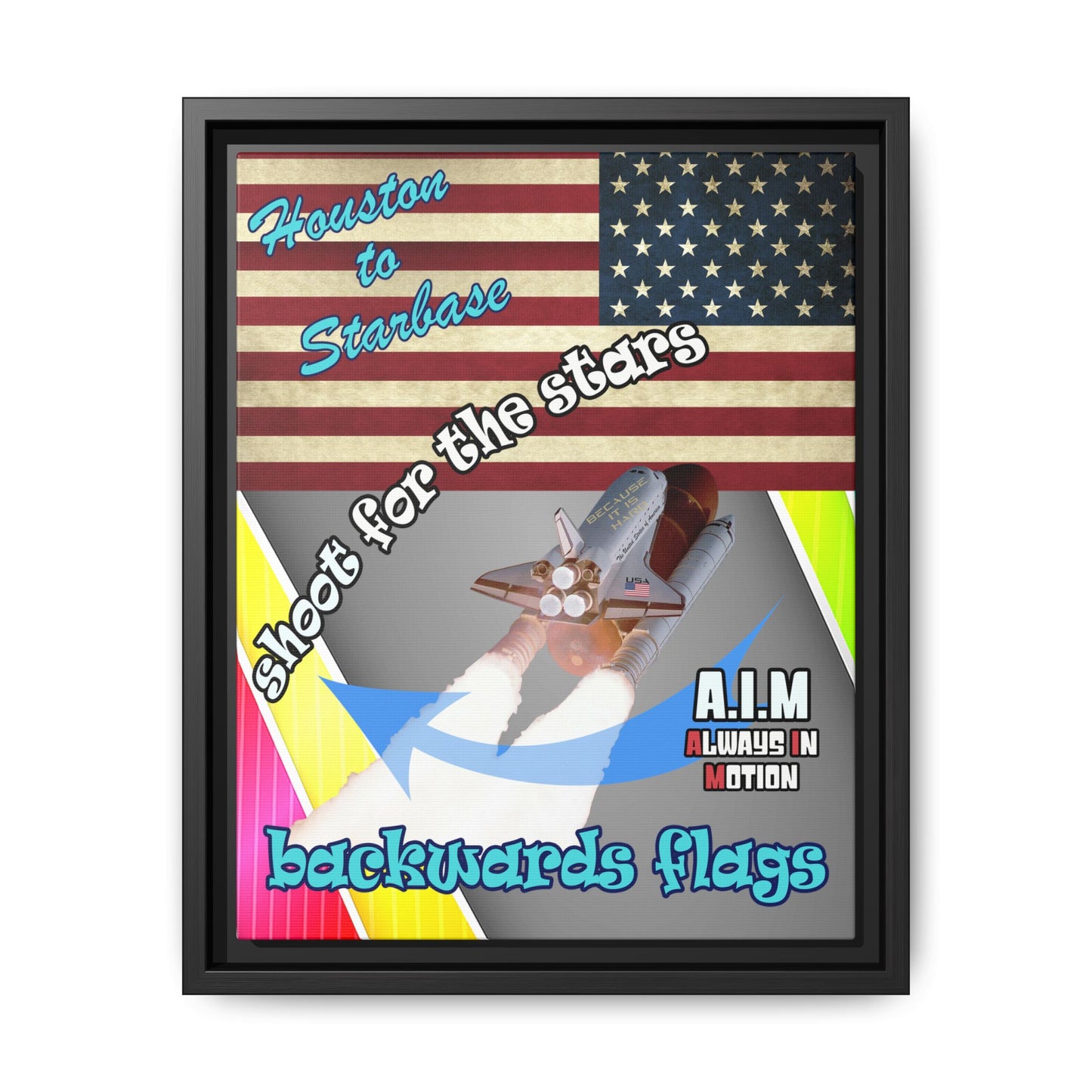 shoot for the stars - framed canvas art (rainbow split)
