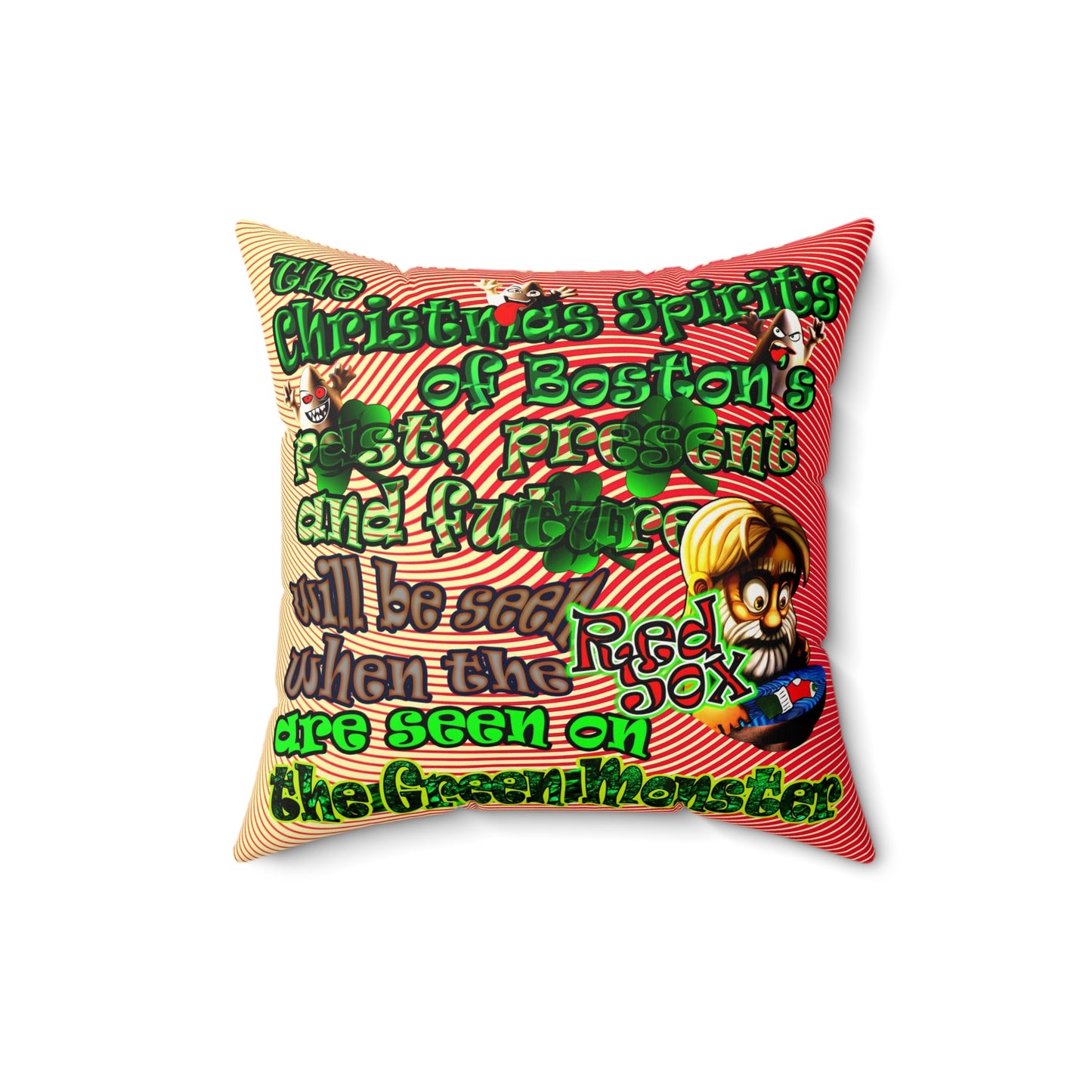 christmas spirits of boston - Faux Suede Square Pillow - (yellow-orange wave)