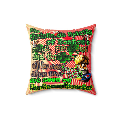 christmas spirits of boston - Faux Suede Square Pillow - (yellow-orange wave)