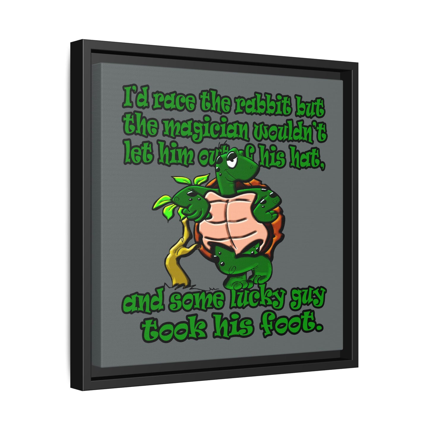 turtle race - framed canvas art (dark grey)