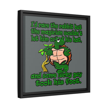 turtle race - framed canvas art (dark grey)