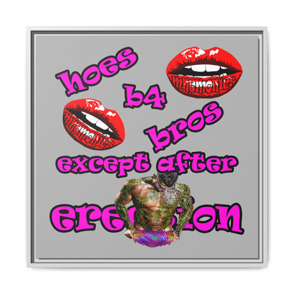 hoes b4 bros - framed canvas art (light grey)