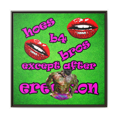 hoes b4 bros - framed canvas art (green turf)