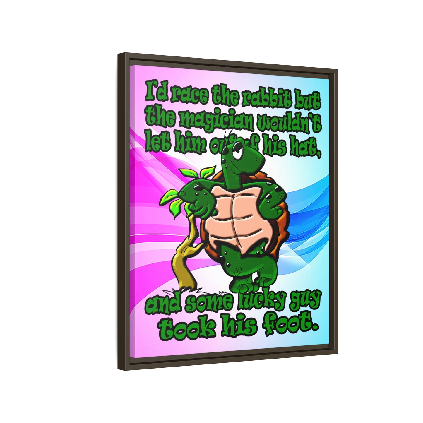 turtle race - framed canvas art (light blue-pink wave)