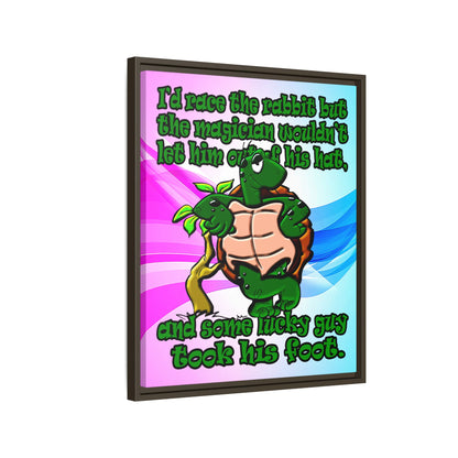 turtle race - framed canvas art (light blue-pink wave)
