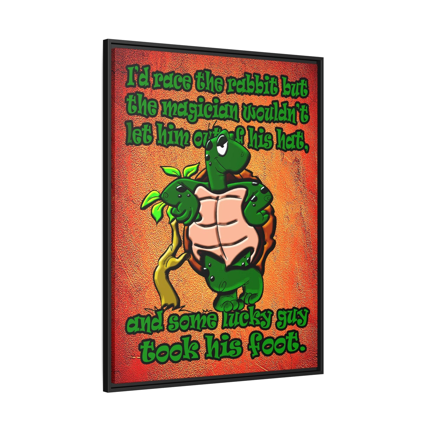 turtle race - framed canvas art (burnt orange)
