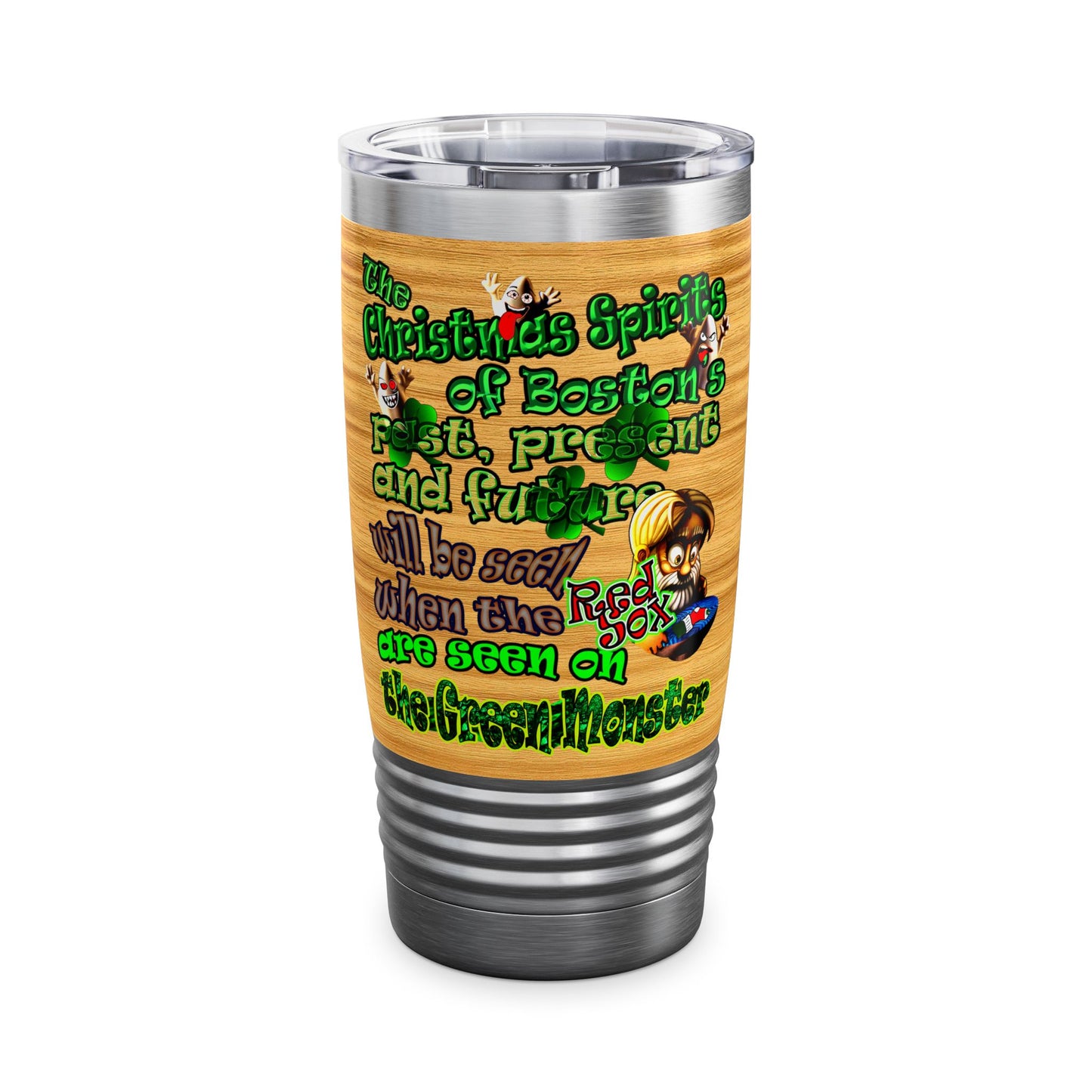 christmas spirits of boston - Ringneck Tumbler, 20oz (butterscotch wood finish)