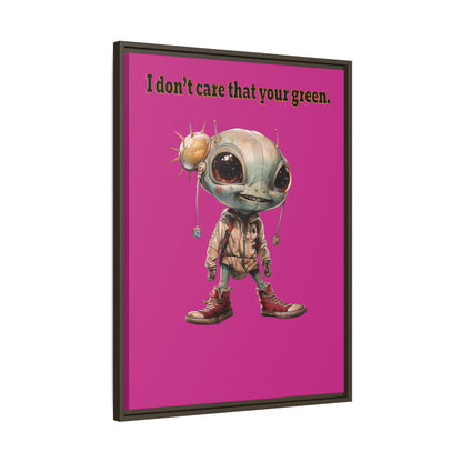 I don't care that your green - framed canvas art (pink)