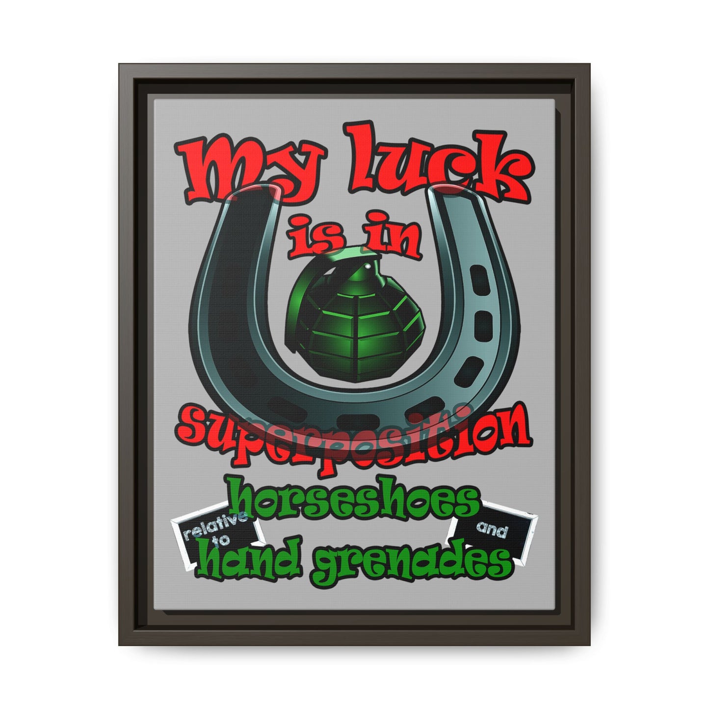 my luck - framed canvas art (light grey)