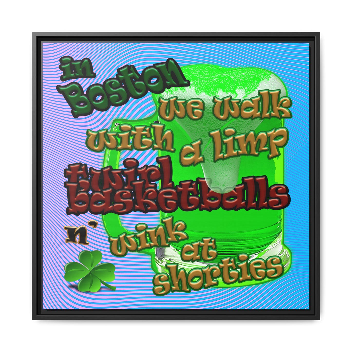 celtics logo - framed canvas art (light blue-purple wave)