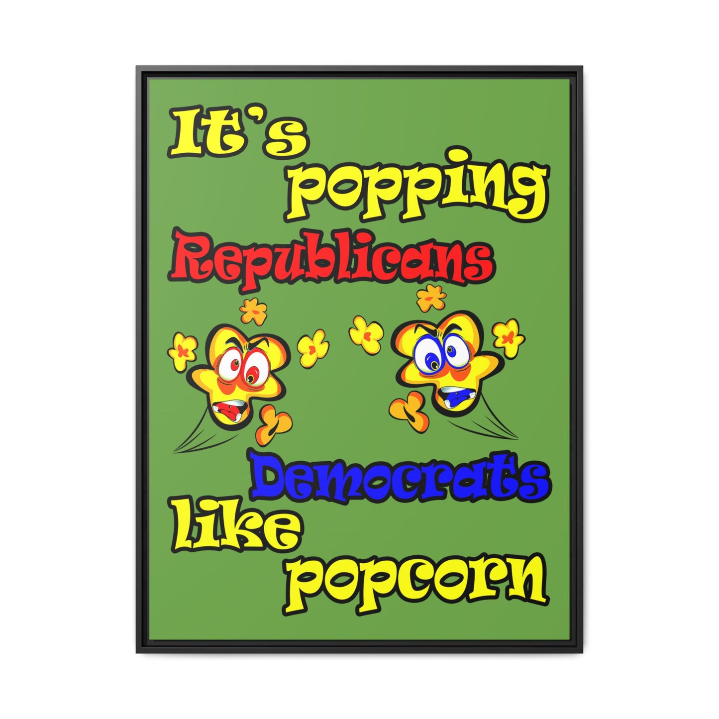 popping like popcorn - framed canvas art (green)