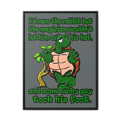 turtle race - framed canvas art (dark grey)