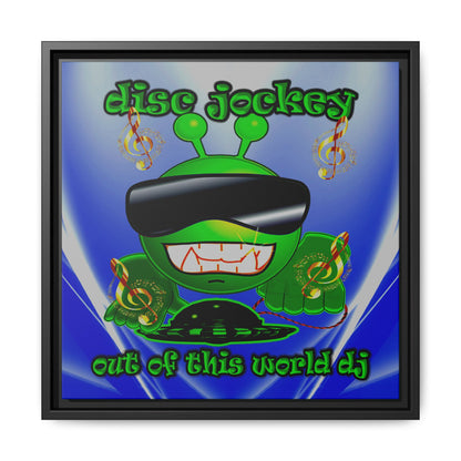 disc jockey - framed canvas art (blue-white wave)