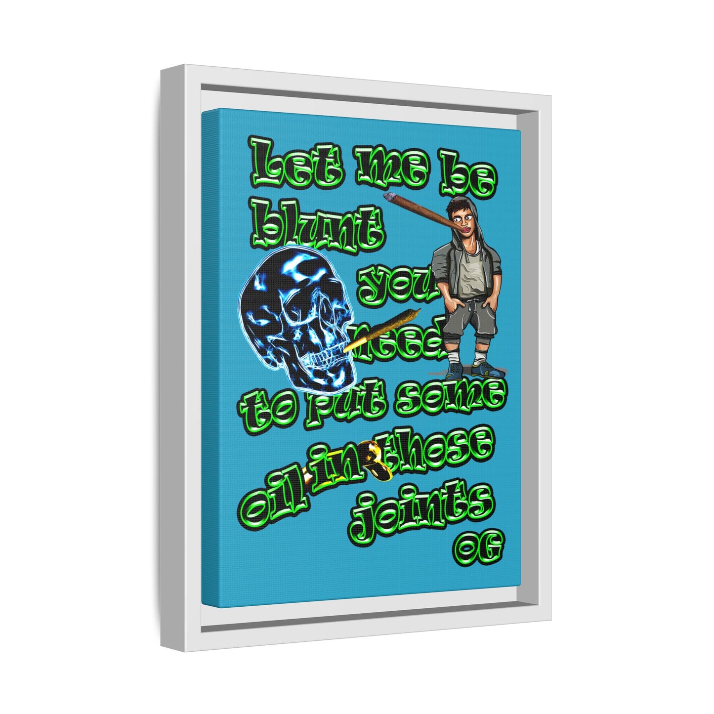 og - framed canvas art (turquoise)