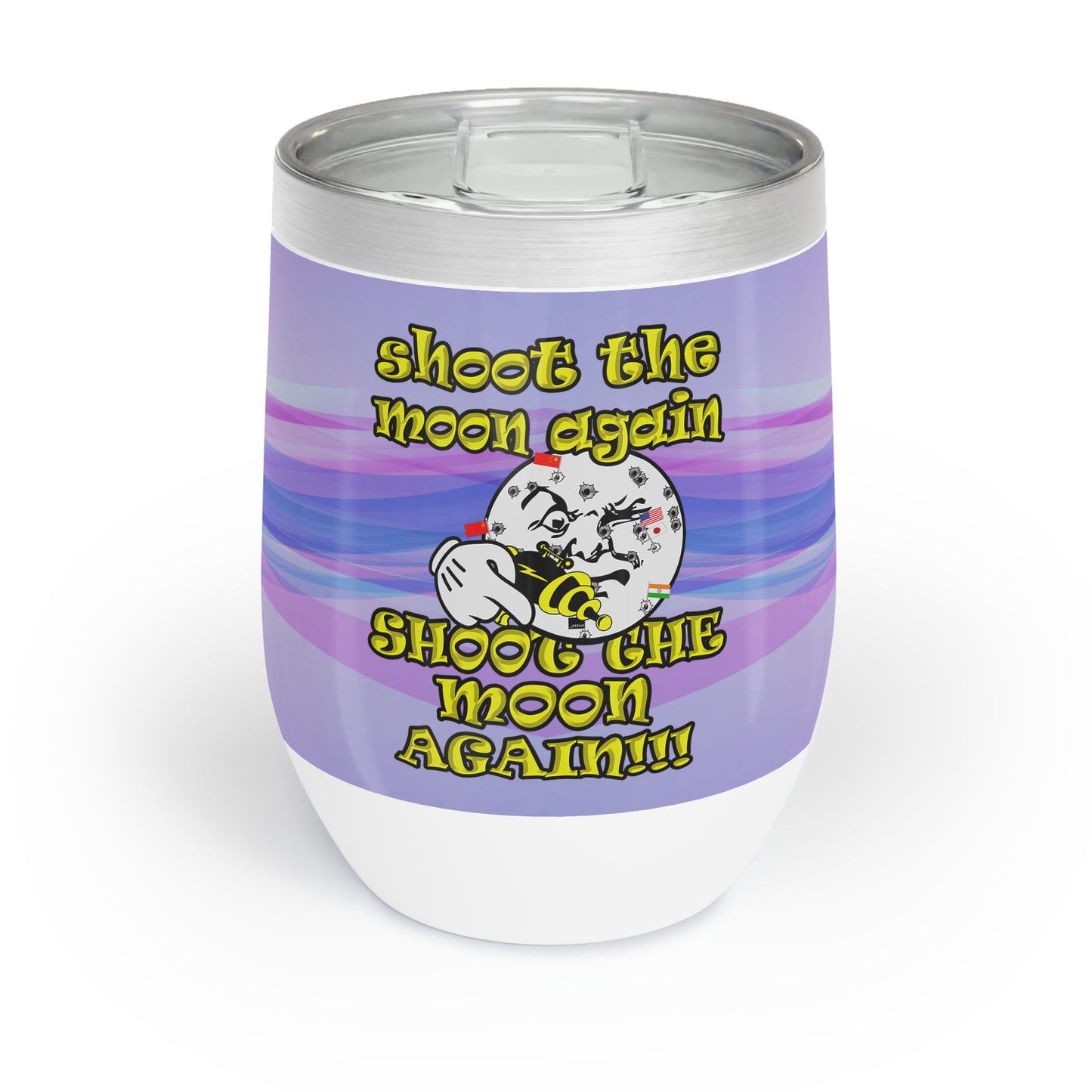 shoot the moon again - Chill Wine Tumbler (light blue-pink wave)
