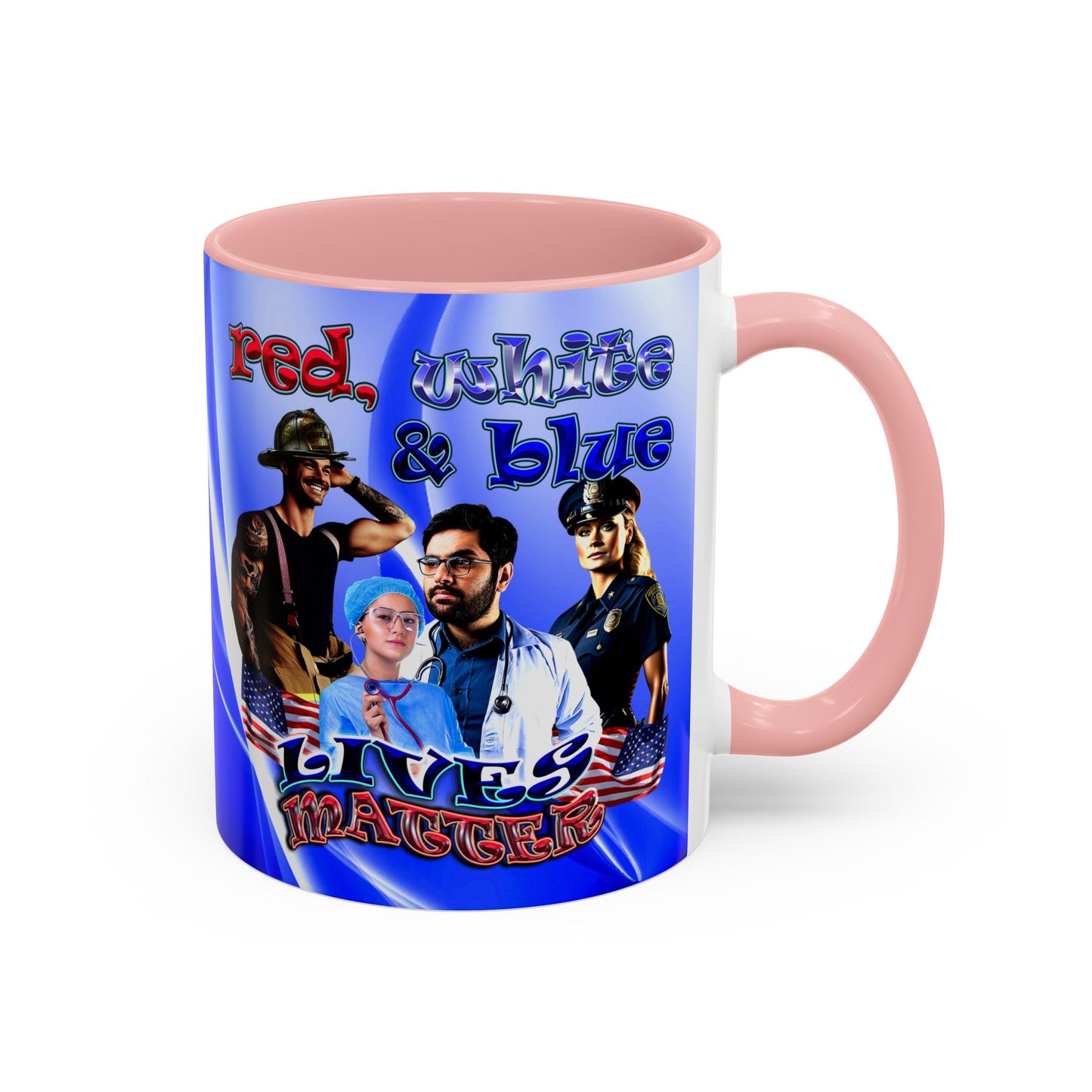rw&b lives matter - Accent Mug (blue-white wave)
