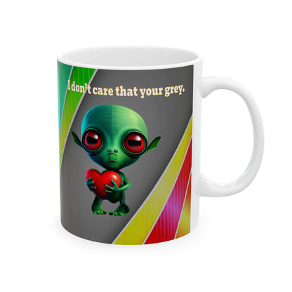 I don't care that your grey - White Mug (rainbow split)