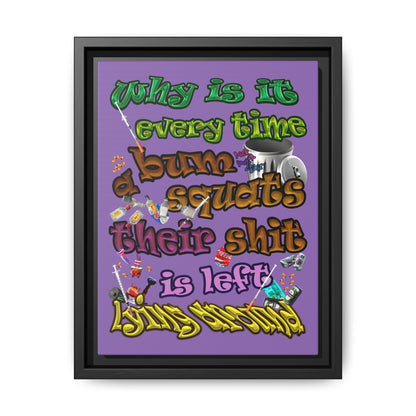 the bum's shit - framed canvas art (light purple)
