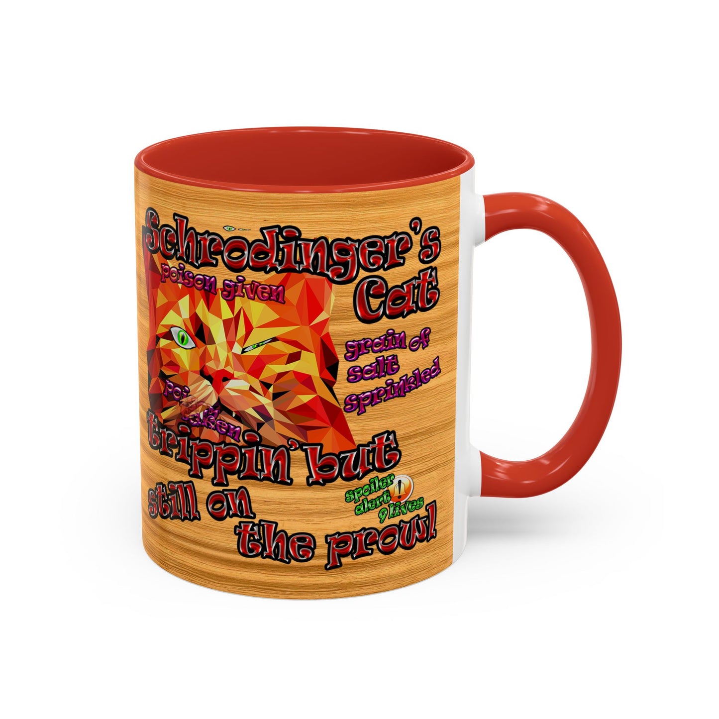 schrodinger's cat - Accent Mug (butterscotch wood finish)