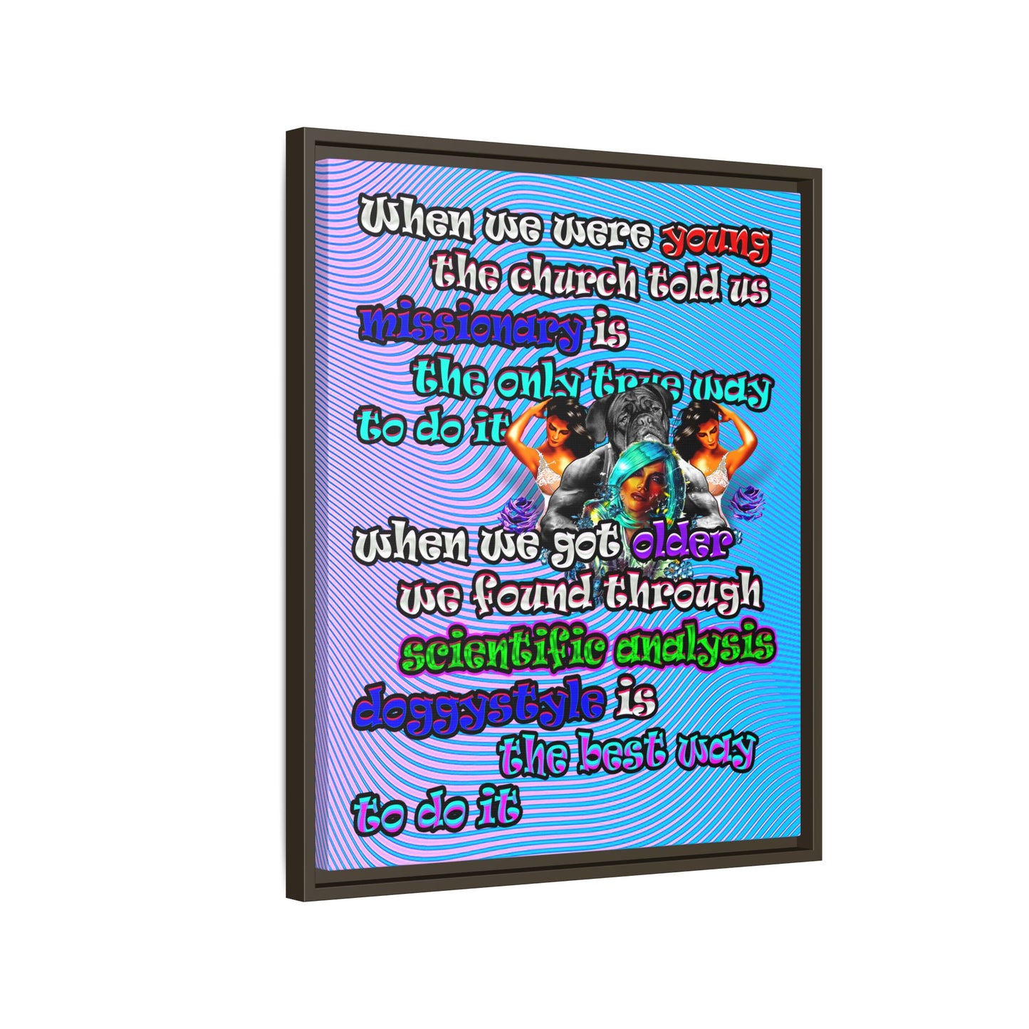 doggystyle - framed canvas art (light blue-purple wave)
