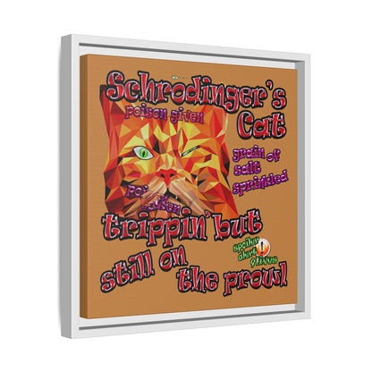 schrodinger's cat - framed canvas art (light brown)