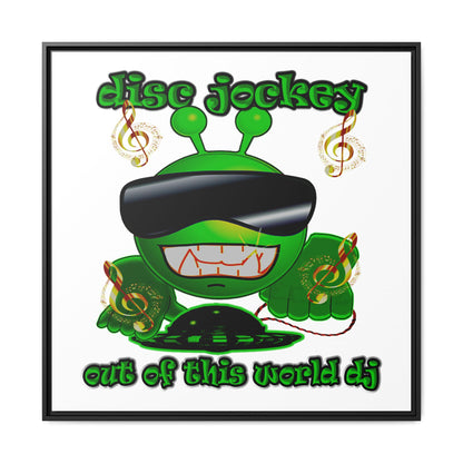 disc jockey - framed canvas art (white)