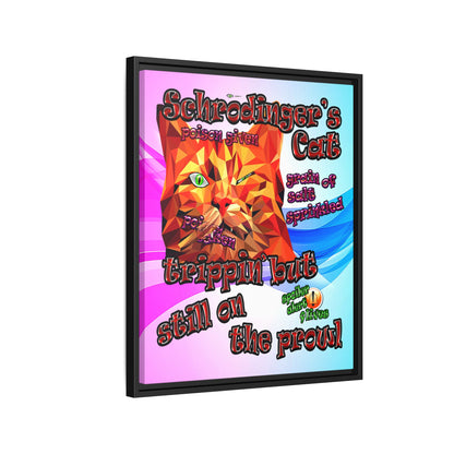 schrodinger's cat - framed canvas art (light blue-pink wave)