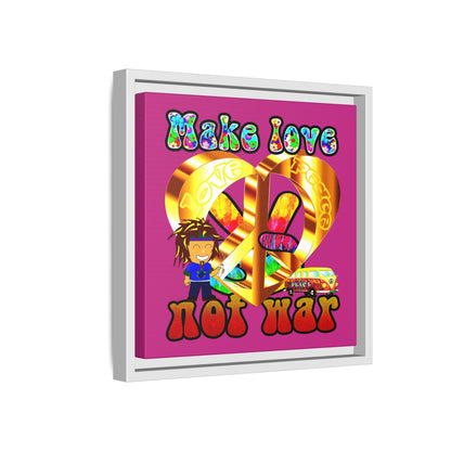 love peace - framed canvas art (pink)