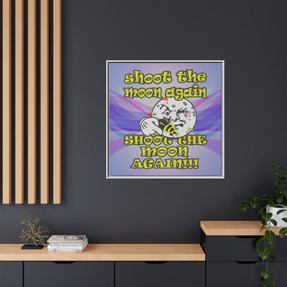 shoot the moon again - framed canvas art (light blue-pink wave)