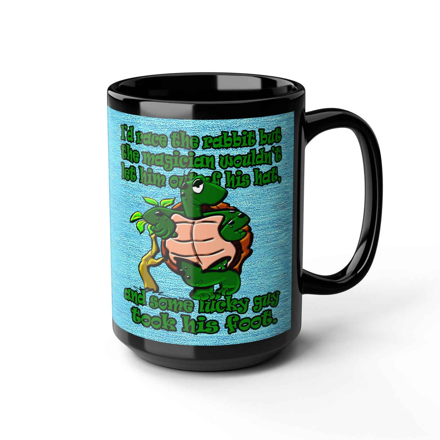 turtle race - Black Mug (faded dark blue)