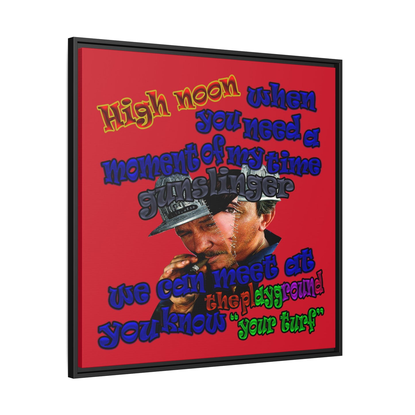 high noon - framed canvas art (dark red)