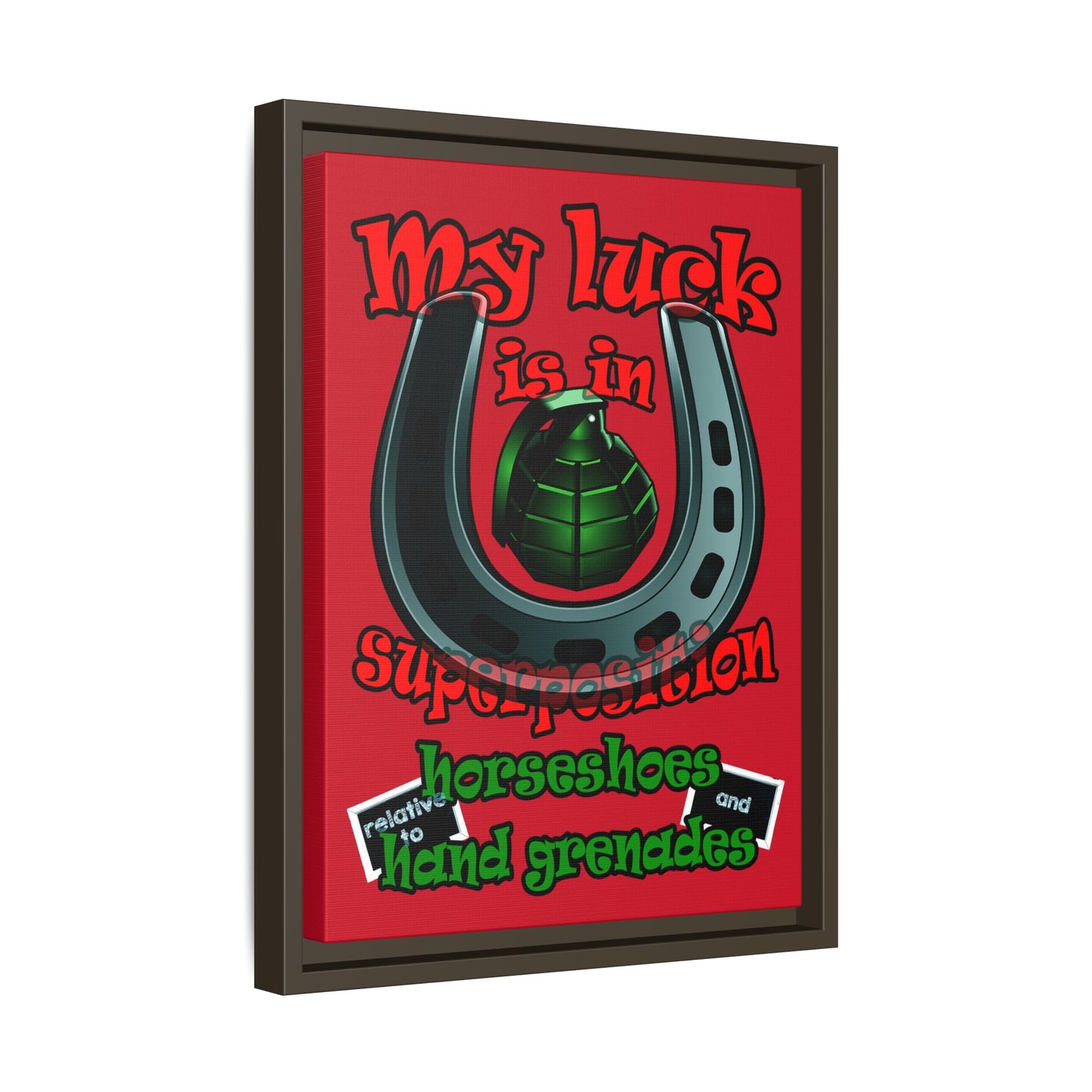 my luck - framed canvas art (dark red)